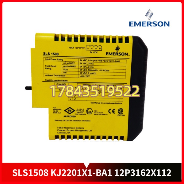 Emerson KJ2201X1-BA1 12P3162X112 | ESD/火气系统安全逻辑解算核心